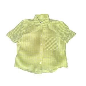 Sunday Best Eliza Top Women's Size XS White Pear Green Gingham S/S Button Front